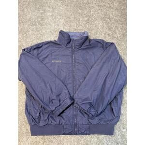 Columbia Falmouth Bomber Mens Fleece Lined Jacket Size Large Blue Zip WM5020